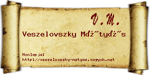 Veszelovszky Mátyás névjegykártya